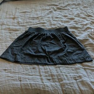 Denim Print Skirt with Pockets, Elastic Waist